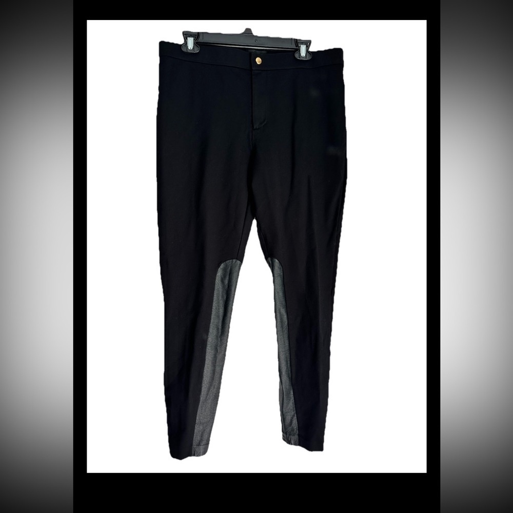 JCREW Women’s Pixie Black Ponte Ankle Pants Faux Leather Calf Sz 14 Reg